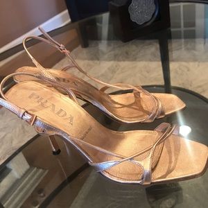 36 1/2  coppery strappy Prada sandals.